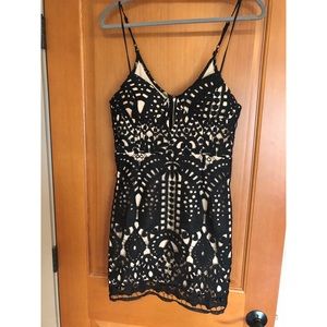 Black lace overlay dress